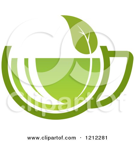 Clipart of a Cup of Green Tea or Coffee and a Leaf 6 - Royalty Free Vector Illustration by Vector Tradition SM