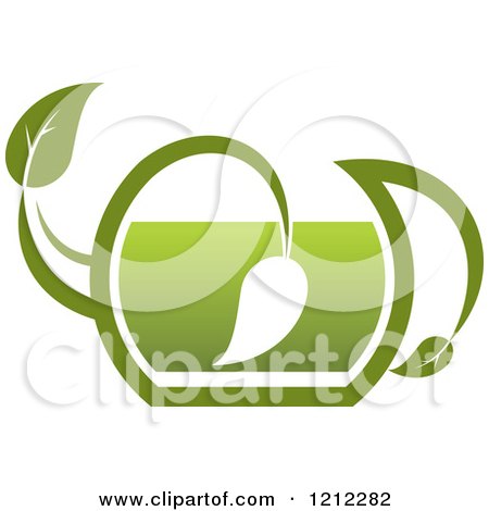 Clipart of a Pot of Green Tea with Leaves 9 - Royalty Free Vector Illustration by Vector Tradition SM