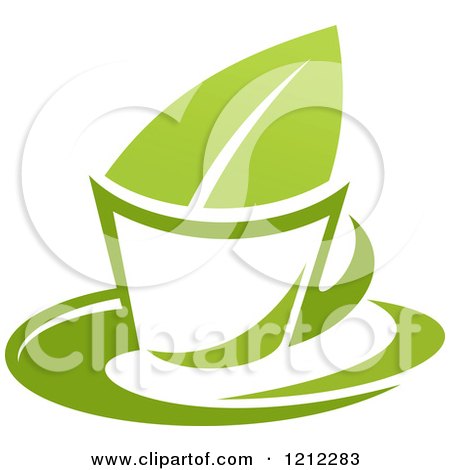 Clipart of a Cup of Green Tea or Coffee and a Leaf 7 - Royalty Free Vector Illustration by Vector Tradition SM