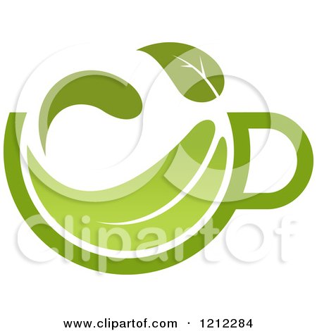 Clipart of a Cup of Green Tea or Coffee and a Leaf 8 - Royalty Free Vector Illustration by Vector Tradition SM