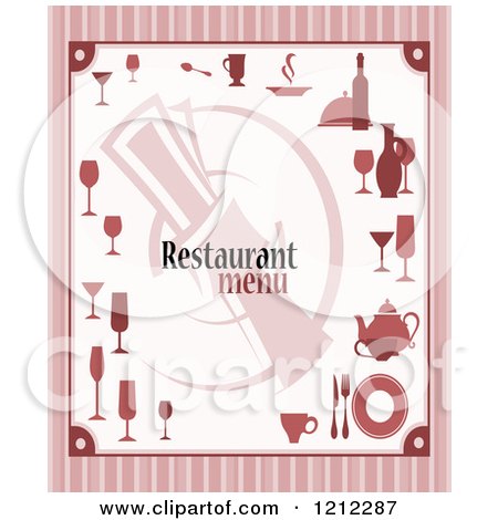 Clipart of a Striped Restaurant Menu - Royalty Free Vector Illustration by Vector Tradition SM