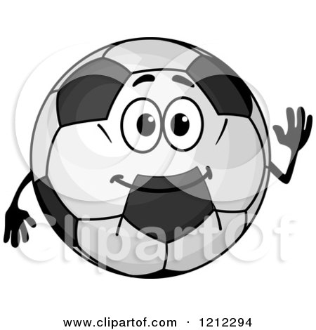 Clipart of a Waving Soccer Ball Character - Royalty Free Vector Illustration by Vector Tradition SM