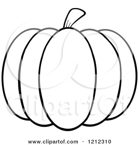 Cartoon of a Black and White Outlined Pumpkin - Royalty Free Vector Clipart by Hit Toon