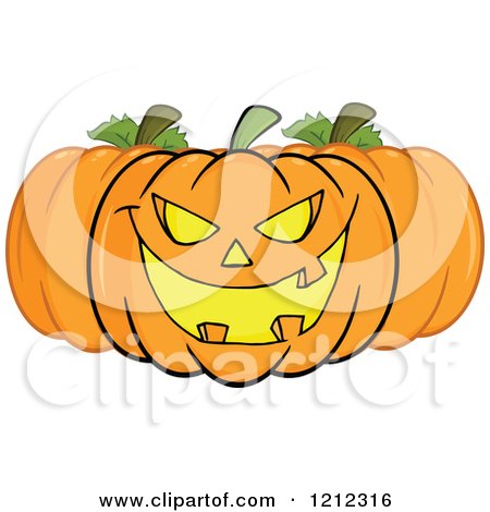 Cartoon of a Trio of Halloween Pumpkins - Royalty Free Vector Clipart by Hit Toon