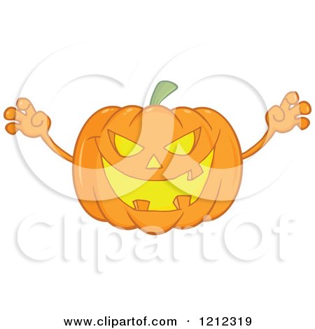 Cartoon of a Halloween Jackolantern Pumpkin Reaching out with Arms - Royalty Free Vector Clipart by Hit Toon