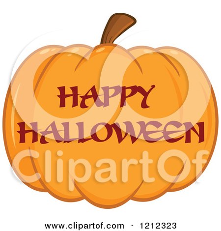 Cartoon of a Happy Hallowen Greeting on a Pumpkin - Royalty Free Vector Clipart by Hit Toon