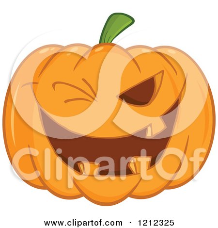 Cartoon of a Winking Halloween Jackolantern Pumpkin - Royalty Free Vector Clipart by Hit Toon