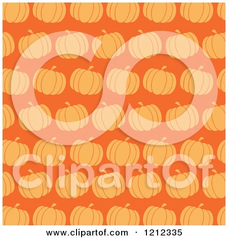 Clipart of a Seamless Pattern of Pumpkins over Orange - Royalty Free Vector Illustration by Hit Toon