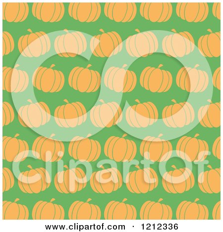 Clipart of a Seamless Pattern of Orange Pumpkins over Green - Royalty Free Vector Illustration by Hit Toon