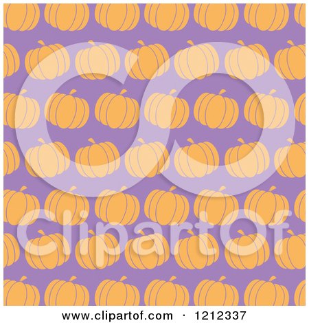 Clipart of a Seamless Pattern of Orange Pumpkins over Purple - Royalty Free Vector Illustration by Hit Toon