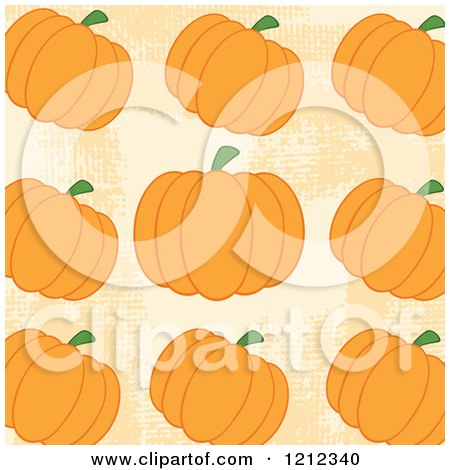 Clipart of a Pattern of Orange Pumpkins over Grunge - Royalty Free Vector Illustration by Hit Toon