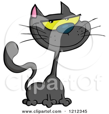 Cartoon of a Black Halloween Cat - Royalty Free Vector Clipart by Hit Toon