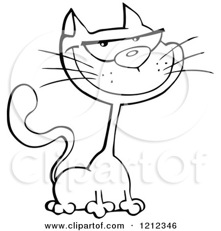 Cartoon of an Outlined Halloween Cat - Royalty Free Vector Clipart by Hit Toon