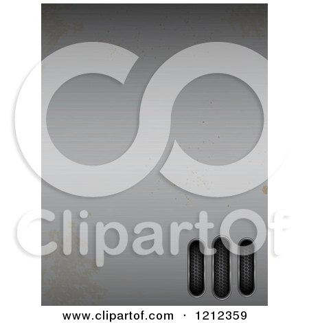 Clipart of 3d Slots in Distressed Metal with Copyspace - Royalty Free Vector Illustration by elaineitalia