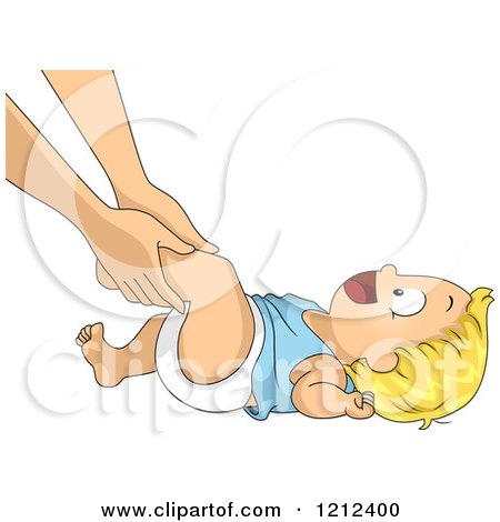 Cartoon of a Blond Baby Giggling and Getting a Leg Massage - Royalty Free Vector Clipart by BNP Design Studio