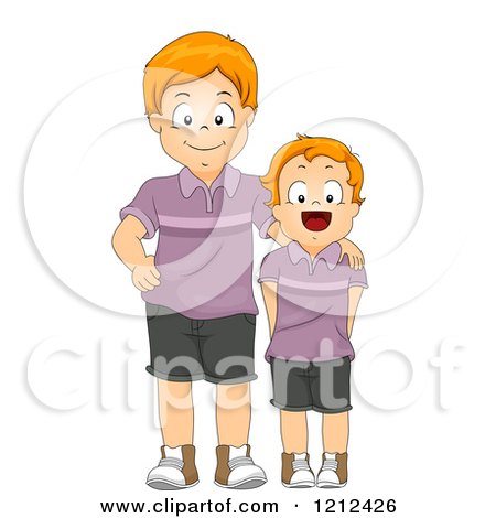 Cartoon of Brothers Wearing Matching Outfits - Royalty Free Vector Clipart by BNP Design Studio