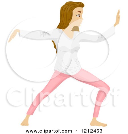 Cartoon of a Woman Practicing Tai Chi Moves - Royalty Free Vector Clipart by BNP Design Studio
