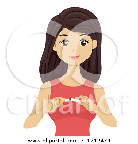 Cartoon of a Woman Snapping a Cigarette - Royalty Free Vector Clipart by BNP Design Studio