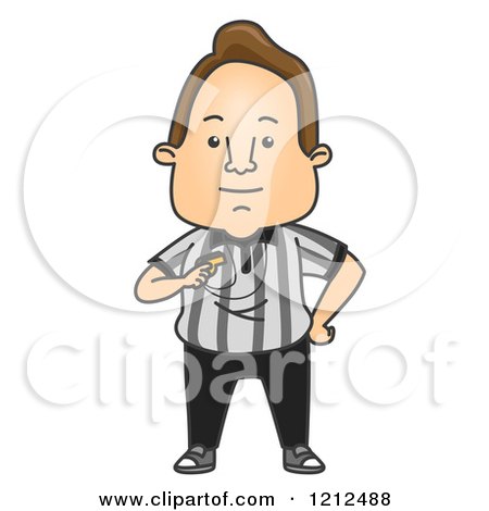 Cartoon of a Male Referee Holding a Whistle - Royalty Free Vector ...