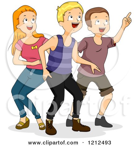 Cartoon of Amazed Teenagers Looking and Pointing - Royalty Free Vector Clipart by BNP Design Studio