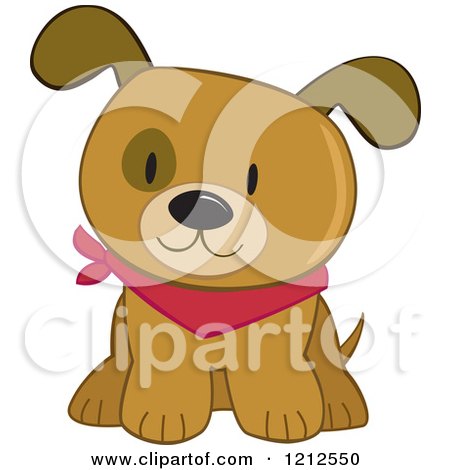 Cartoon of a Cute Puppy Dog Wearing a Bandana - Royalty Free Vector Clipart by peachidesigns