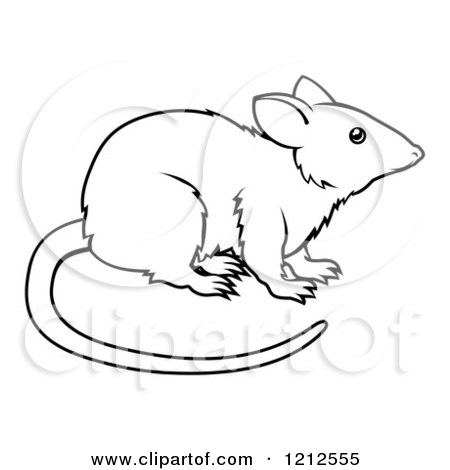 Cartoon of an Outlined Chinese Zodiac Rat - Royalty Free Vector Clipart by AtStockIllustration