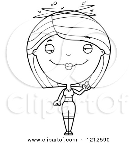 Cartoon of a Black and White Drunk Fitness Woman - Royalty Free Vector Clipart by Cory Thoman