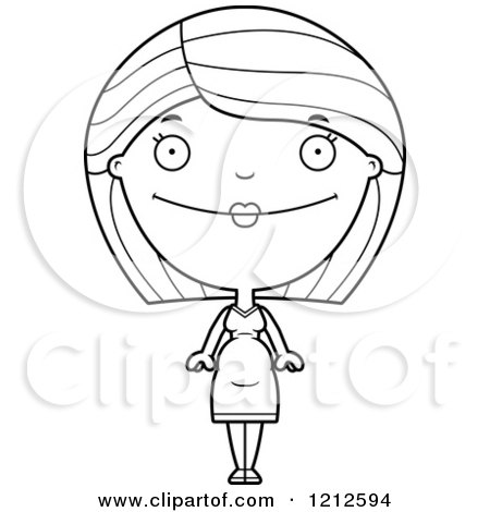 Cartoon of a Black and White Happy Pregnant Woman - Royalty Free Vector Clipart by Cory Thoman