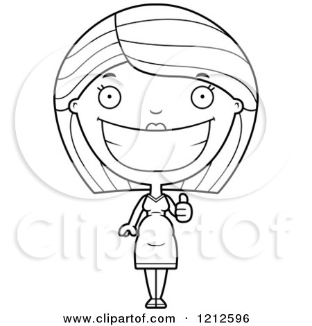 Cartoon of a Black and White Happy Pregnant Woman Holding a Thumb up - Royalty Free Vector Clipart by Cory Thoman