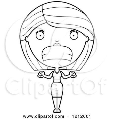 Cartoon of a Black and White Mad Fitness Woman - Royalty Free Vector Clipart by Cory Thoman