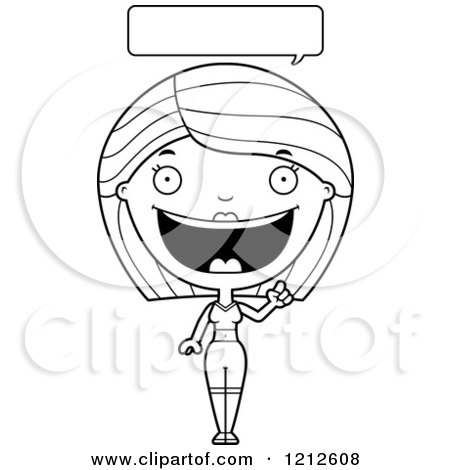 Cartoon of a Black and White Talking Fitness Woman - Royalty Free Vector Clipart by Cory Thoman