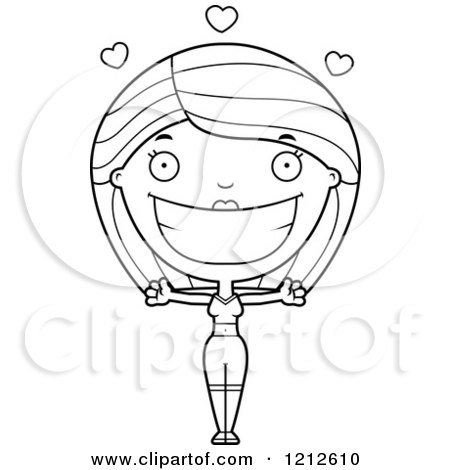 Cartoon of a Black and White Loving Fitness Woman - Royalty Free Vector Clipart by Cory Thoman