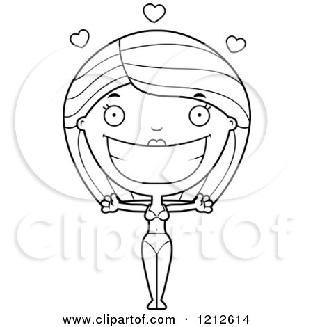 Cartoon of a Black and White Loving Woman in a Bikini - Royalty Free Vector Clipart by Cory Thoman