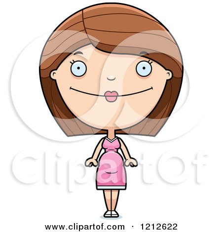 Cartoon of a Happy Pregnant Woman - Royalty Free Vector Clipart by Cory Thoman