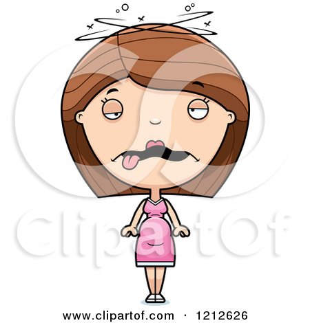 Cartoon of a Pregnant Woman with Morning Sickness - Royalty Free Vector Clipart by Cory Thoman