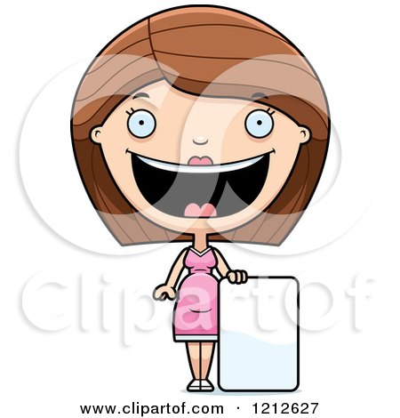 Cartoon of a Happy Pregnant Woman by a Sign - Royalty Free Vector Clipart by Cory Thoman
