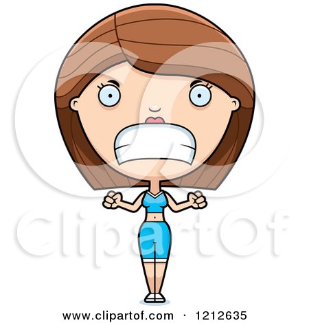 Cartoon of a Mad Fitness Personal Trainer Woman - Royalty Free Vector Clipart by Cory Thoman