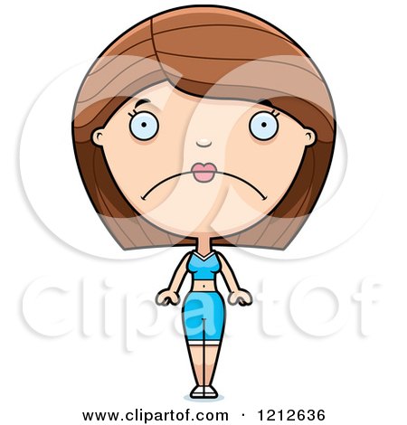 Cartoon of a Depressed Fitness Personal Trainer Woman - Royalty Free Vector Clipart by Cory Thoman
