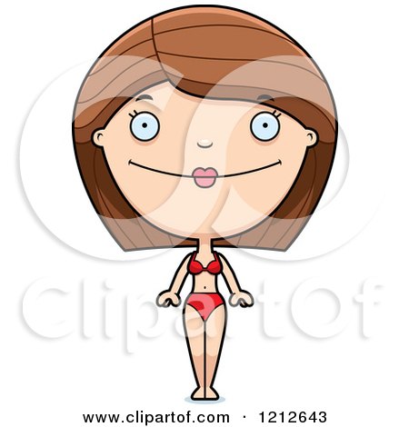 Cartoon of a Happy Woman in a Bikini - Royalty Free Vector Clipart by Cory Thoman