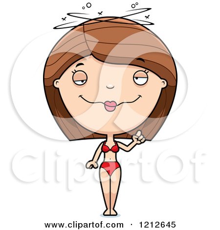 Cartoon of a Drunk Woman in a Bikini - Royalty Free Vector Clipart by Cory Thoman