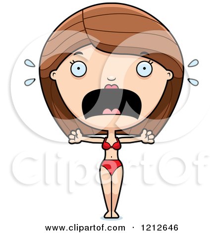 Cartoon of a Scared Woman in a Bikini Screaming - Royalty Free Vector Clipart by Cory Thoman
