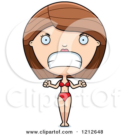 Cartoon of a Mad Woman in a Bikini - Royalty Free Vector Clipart by Cory Thoman