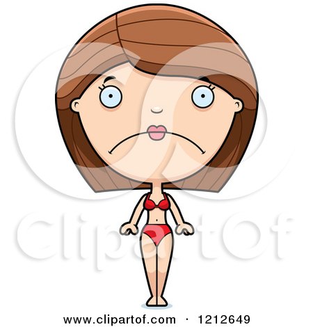 Cartoon of a Depressed Woman in a Bikini - Royalty Free Vector Clipart by Cory Thoman