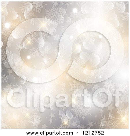 Clipart of a Christmas Bokeh Light Sparkle Snowflake and Star Background - Royalty Free Vector Illustration by KJ Pargeter