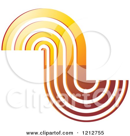 Clipart of an Orange Abstract Wave Symbol - Royalty Free Vector Illustration by Lal Perera