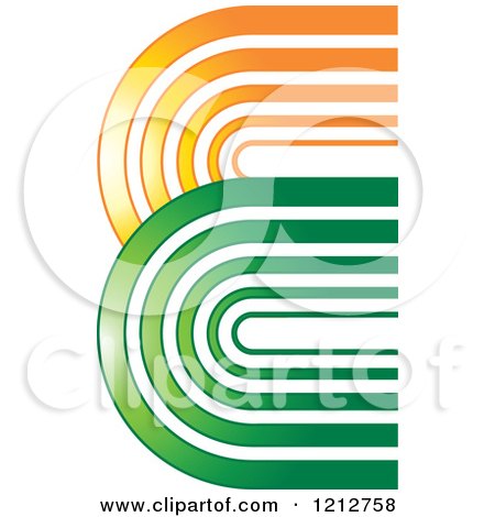 Clipart of a Green and Orange Abstract Symbol - Royalty Free Vector Illustration by Lal Perera