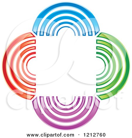 Clipart of a Square Framed by Colorful Half Circles - Royalty Free Vector Illustration by Lal Perera