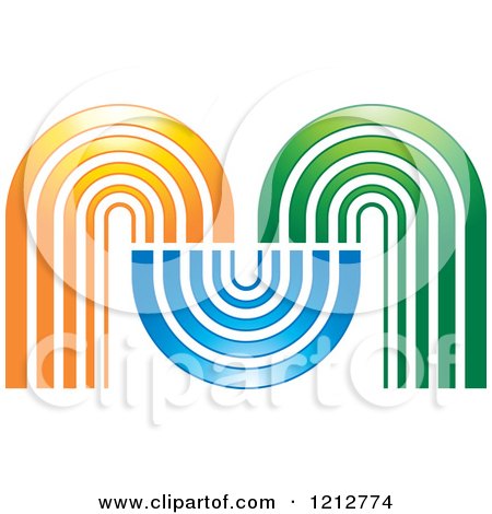 Clipart of a Blue Green and Orange Abstract Symbol 3 - Royalty Free Vector Illustration by Lal Perera