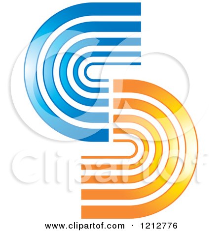 Clipart of a Blue and Orange Abstract Symbol - Royalty Free Vector Illustration by Lal Perera