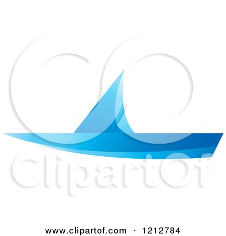 Clipart of a Blue Abstract Sailboat 3 - Royalty Free Vector Illustration by Lal Perera